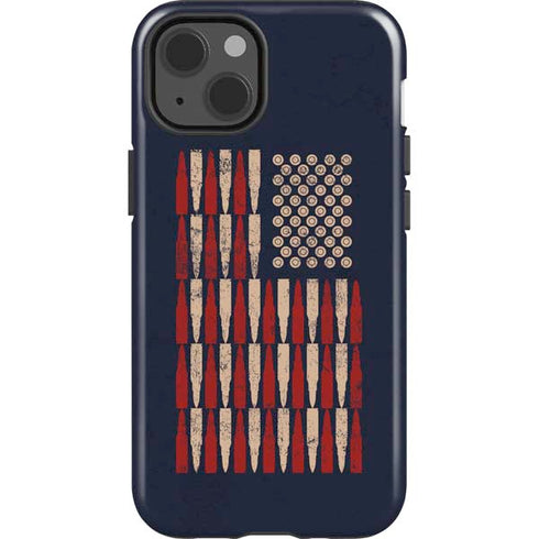 Blue Bullet American Flag iPhone 15 Impact Case