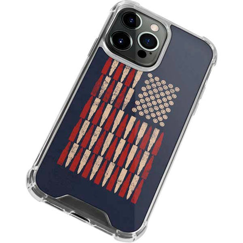 Blue Bullet American Flag iPhone 14 Pro Clear Case