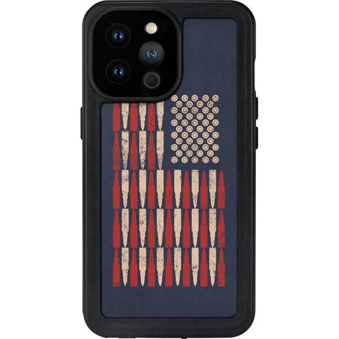 Blue Bullet American Flag iPhone 14 Pro Max Waterproof Case