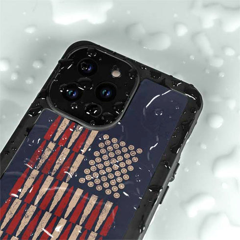Blue Bullet American Flag iPhone 14 Pro Max Waterproof Case