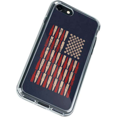 Blue Bullet American Flag iPhone SE (2nd & 3rd Gen) Clear Case