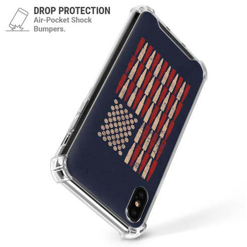Blue Bullet American Flag iPhone XS Max Clear Case