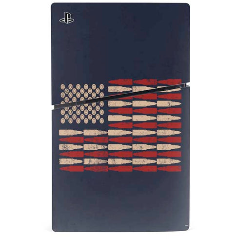 Blue Bullet American Flag PS5 Slim Disk Bundle Skin