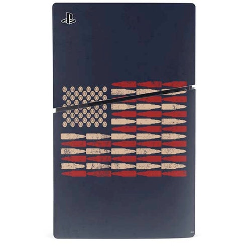 Blue Bullet American Flag PS5 Slim Digital Edition Bundle Skin