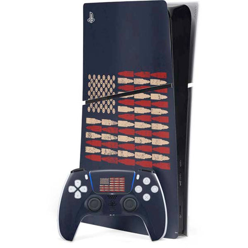 Blue Bullet American Flag PS5 Slim Digital Edition Console Skin