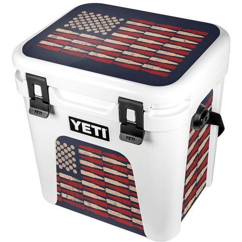 Blue Bullet American Flag YETI Roadie 24 Hard Cooler Skin