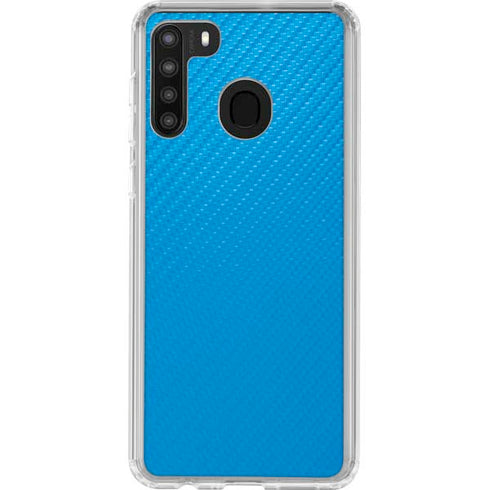 Blue Carbon Fiber Specialty Material Galaxy A21 Clear Case