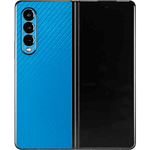 Blue Carbon Fiber Specialty Material Galaxy Z Fold3 5G Skin