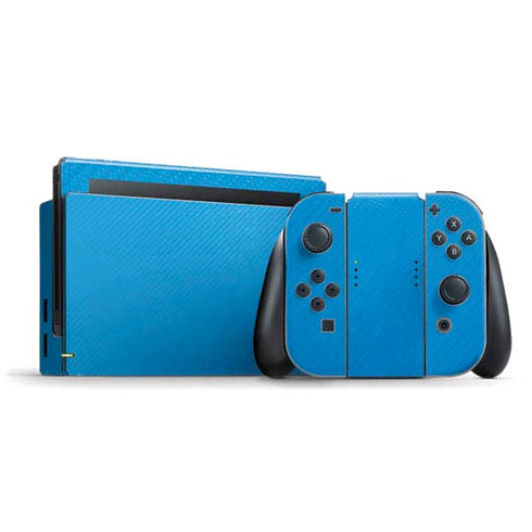 Blue Carbon Fiber Specialty Material Nintendo Switch Bundle Skin