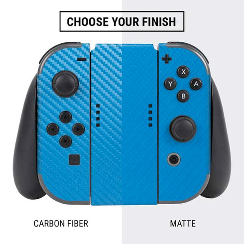 Blue Carbon Fiber Specialty Material Nintendo Switch Bundle Skin