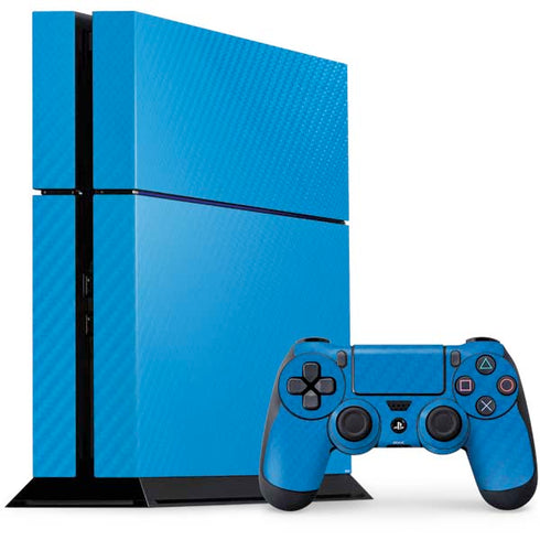 Blue Carbon Fiber Specialty Material PS4 Console and Controller Bundle Skin