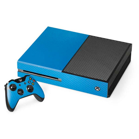 Blue Carbon Fiber Specialty Material Xbox One Console and Controller Bundle Skin