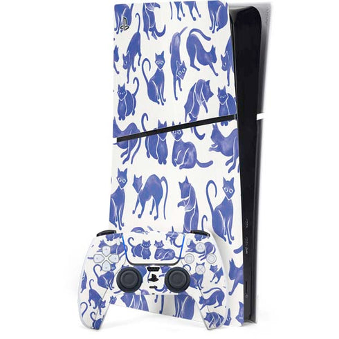 Blue Cats by Cat Coq PS5 Slim Digital Edition Console Skin