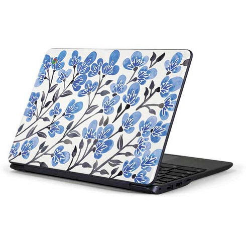 Cat Coq Blue Cherry Blossoms Samsung Chromebook Skin