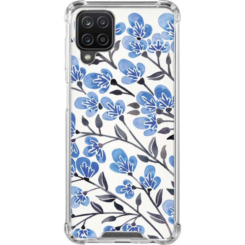Cat Coq Blue Cherry Blossoms Galaxy A12 Clear Case