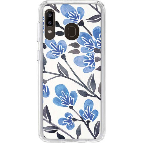 Cat Coq Blue Cherry Blossoms Galaxy A20 Clear Case