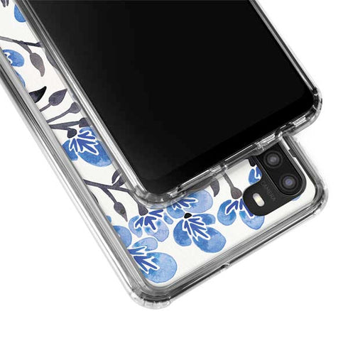 Cat Coq Blue Cherry Blossoms Galaxy A21 Clear Case