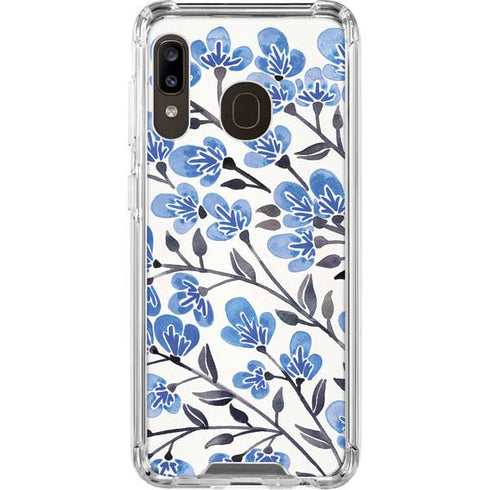Cat Coq Blue Cherry Blossoms Galaxy A30 Clear Case