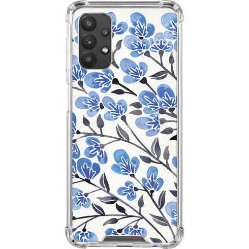 Cat Coq Blue Cherry Blossoms Galaxy A32 5G Clear Case
