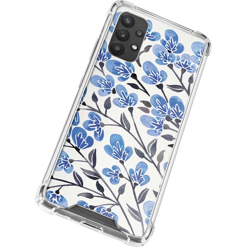 Cat Coq Blue Cherry Blossoms Galaxy A32 5G Clear Case