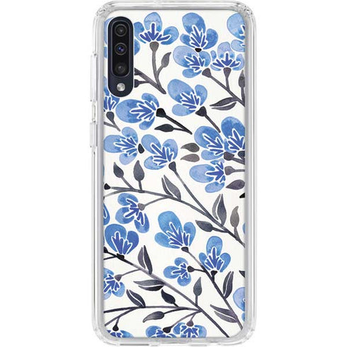 Cat Coq Blue Cherry Blossoms Galaxy A50 Clear Case