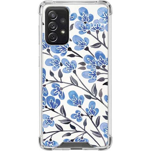 Cat Coq Blue Cherry Blossoms Galaxy A72 5G Clear Case