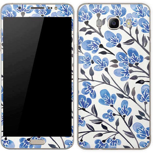 Cat Coq Blue Cherry Blossoms Galaxy J7 Skin