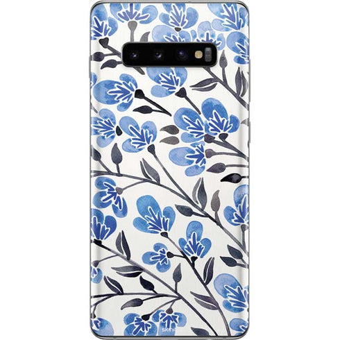 Cat Coq Blue Cherry Blossoms Galaxy S10 Plus Skin
