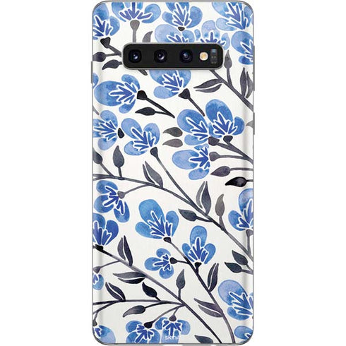 Cat Coq Blue Cherry Blossoms Galaxy S10 Skin