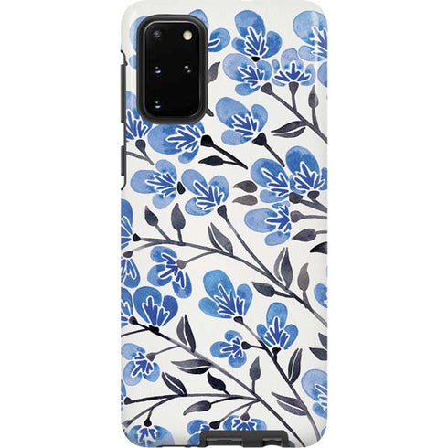 Cat Coq Blue Cherry Blossoms Galaxy S20 Plus Pro Case