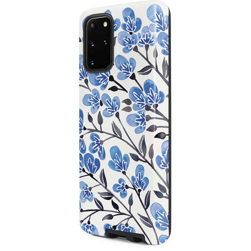 Cat Coq Blue Cherry Blossoms Galaxy S20 Plus Pro Case