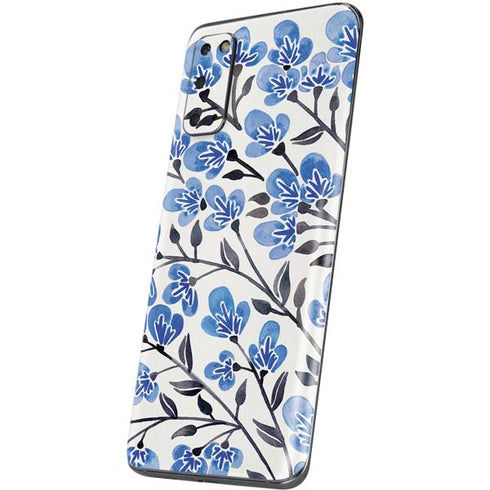 Cat Coq Blue Cherry Blossoms Galaxy S20 Skin