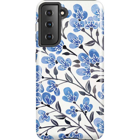 Cat Coq Blue Cherry Blossoms Galaxy S21 5G Pro Case