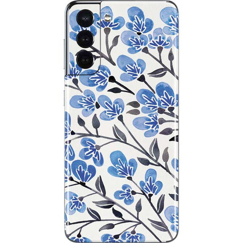 Cat Coq Blue Cherry Blossoms Galaxy S21 5G Skin