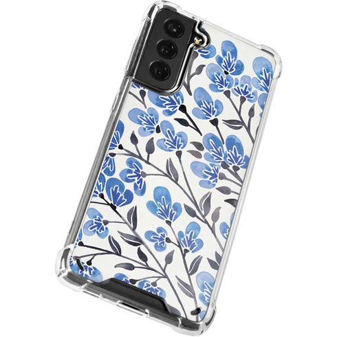 Cat Coq Blue Cherry Blossoms Galaxy S21 Plus 5G Clear Case