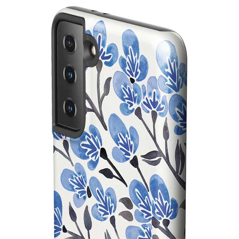 Cat Coq Blue Cherry Blossoms Galaxy S21 Plus 5G Pro Case