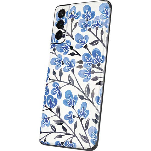 Cat Coq Blue Cherry Blossoms Galaxy S21 Plus 5G Skin