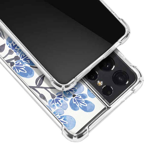 Cat Coq Blue Cherry Blossoms Galaxy S21 Ultra 5G Clear Case