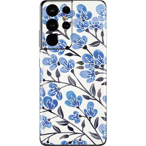 Cat Coq Blue Cherry Blossoms Galaxy S21 Ultra 5G Skin