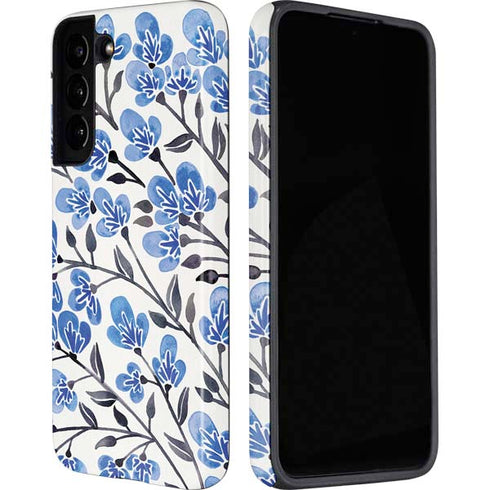 Cat Coq Blue Cherry Blossoms Galaxy S22 Plus Pro Case