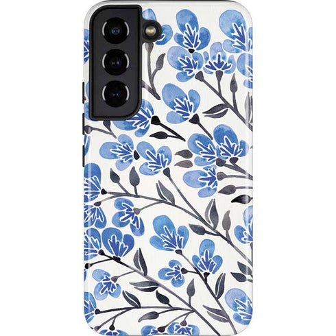 Cat Coq Blue Cherry Blossoms Galaxy S22 Pro Case