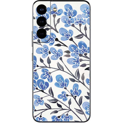 Cat Coq Blue Cherry Blossoms Galaxy S22 Skin