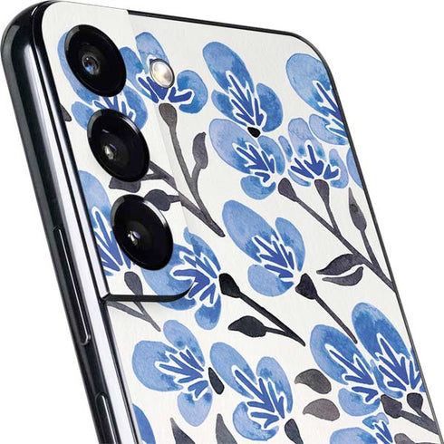 Cat Coq Blue Cherry Blossoms Galaxy S22 Skin