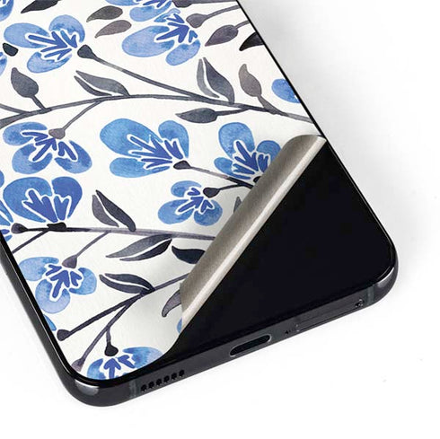 Cat Coq Blue Cherry Blossoms Galaxy S22 Skin