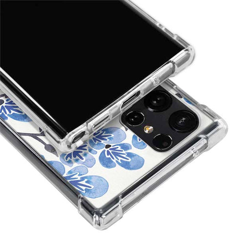 Cat Coq Blue Cherry Blossoms Galaxy S22 Ultra Clear Case