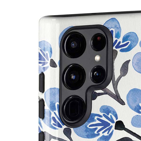 Cat Coq Blue Cherry Blossoms Galaxy S22 Ultra Pro Case