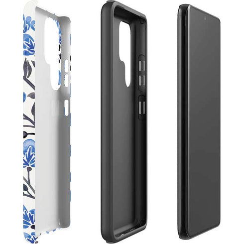 Cat Coq Blue Cherry Blossoms Galaxy S22 Ultra Pro Case
