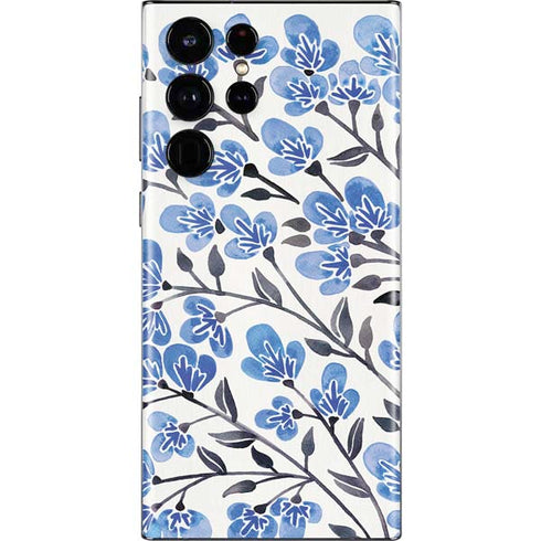 Cat Coq Blue Cherry Blossoms Galaxy S22 Ultra Skin