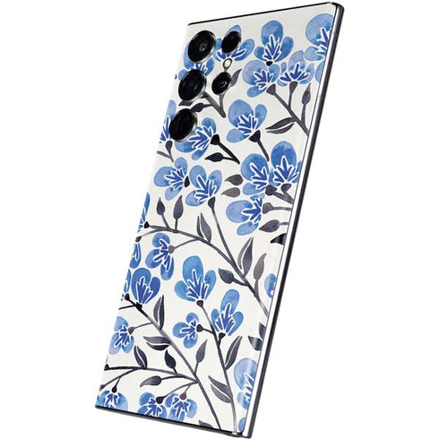 Cat Coq Blue Cherry Blossoms Galaxy S22 Ultra Skin