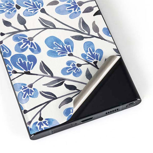 Cat Coq Blue Cherry Blossoms Galaxy S22 Ultra Skin